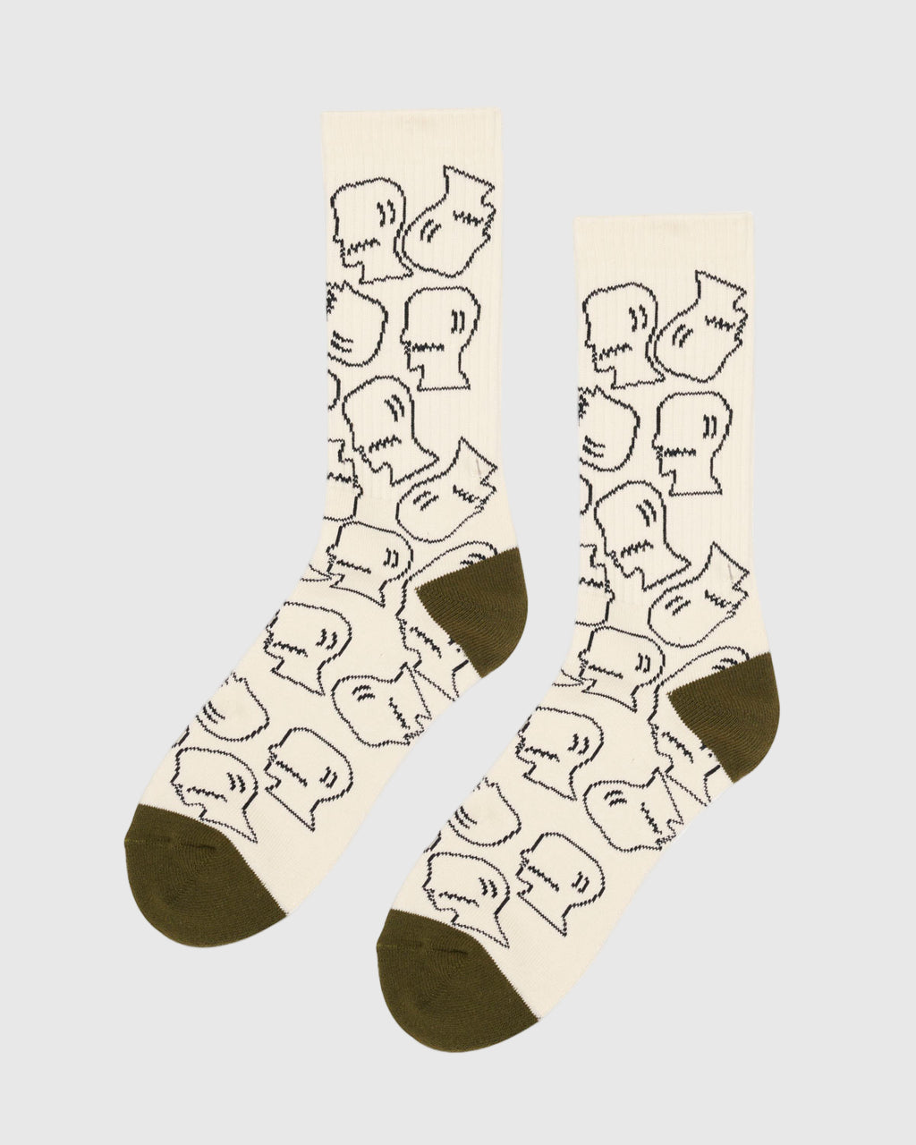 Logohead Crew Socks in Cream
