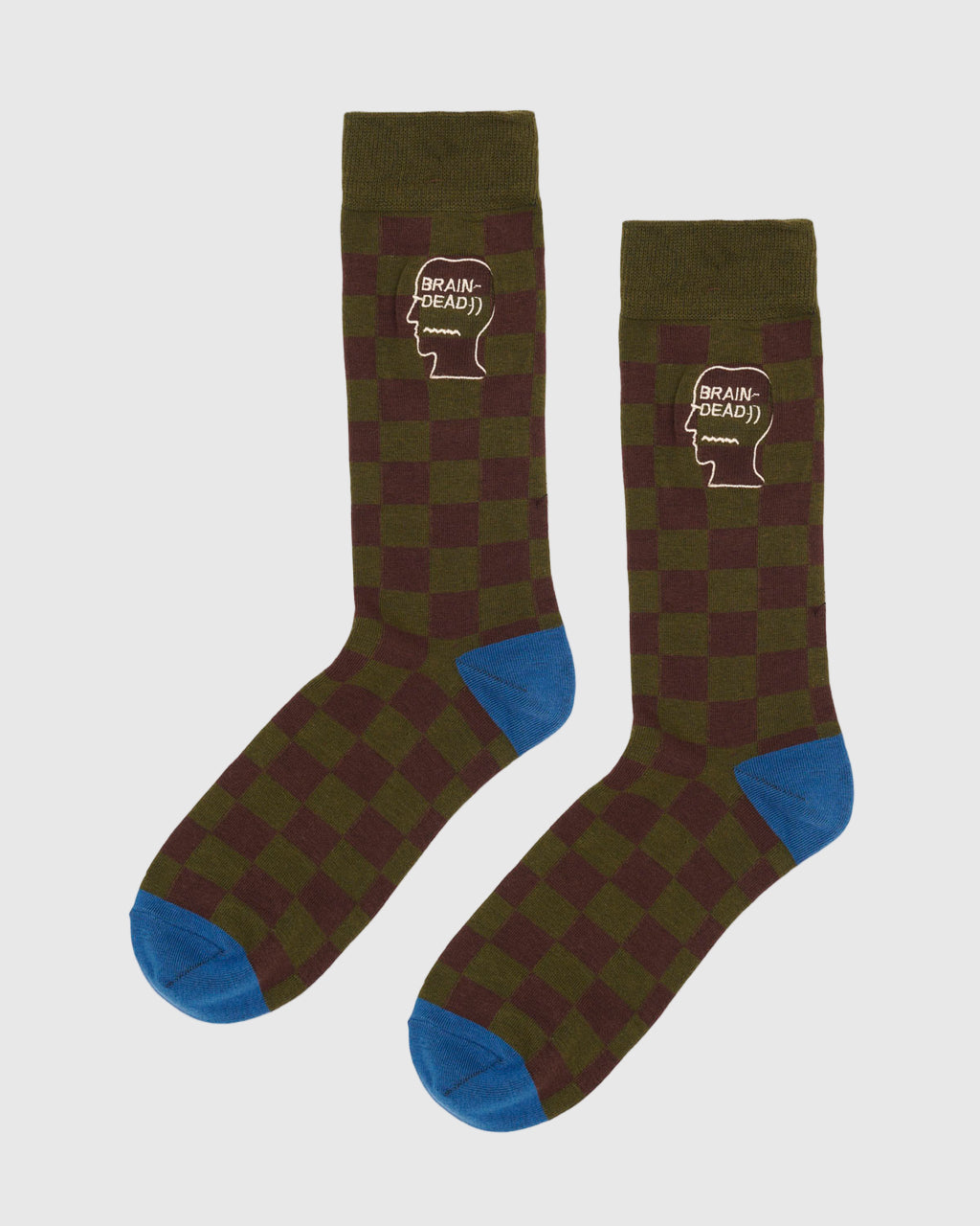Logohead Dress Socks in Checkered Green
