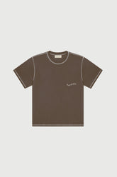 Wordmark Reverse Stitched Tee in Brown