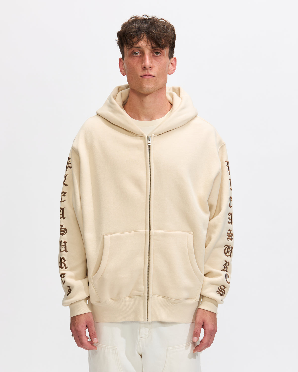 OE Zip Up Hoodie in Natural