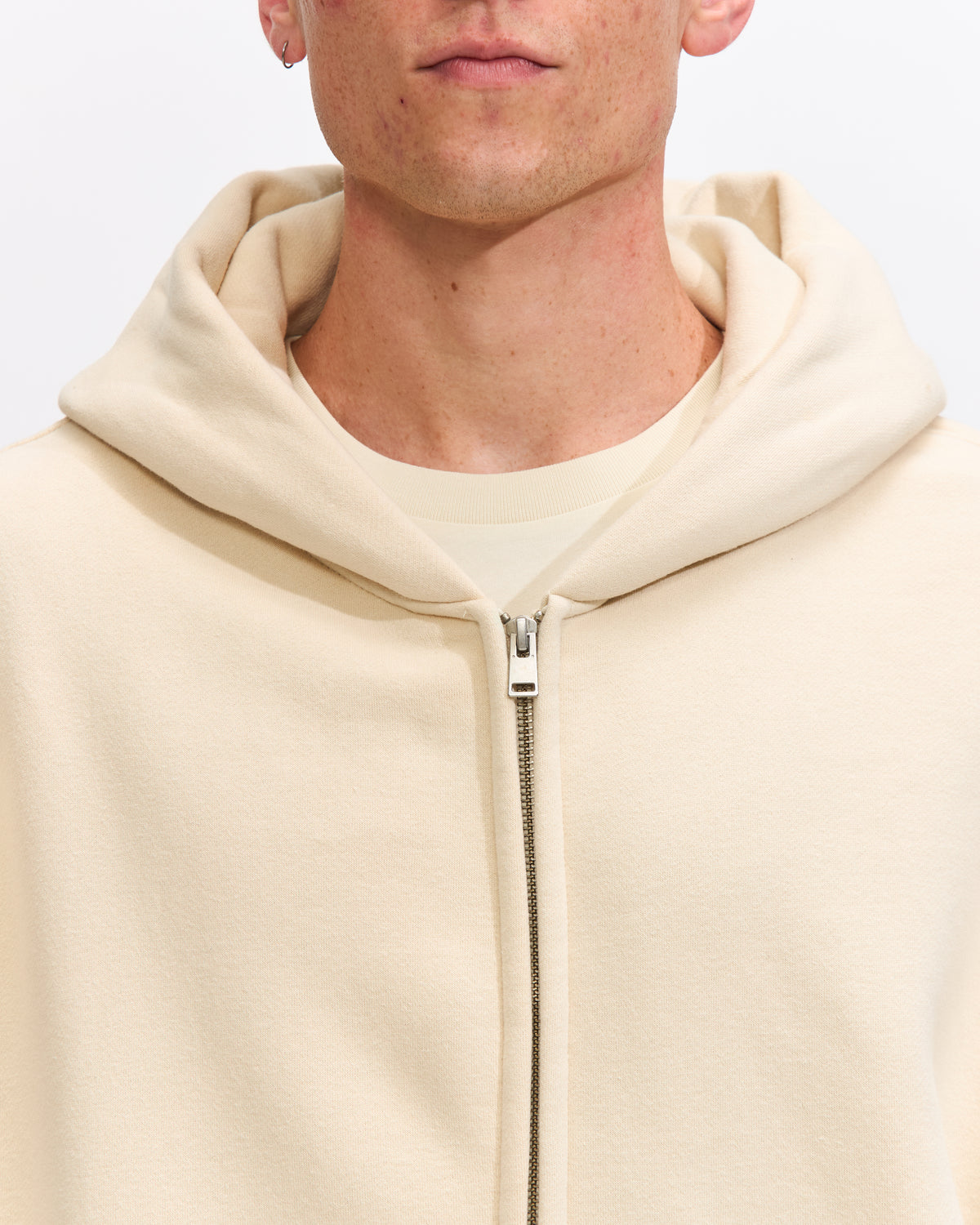 OE Zip Up Hoodie in Natural