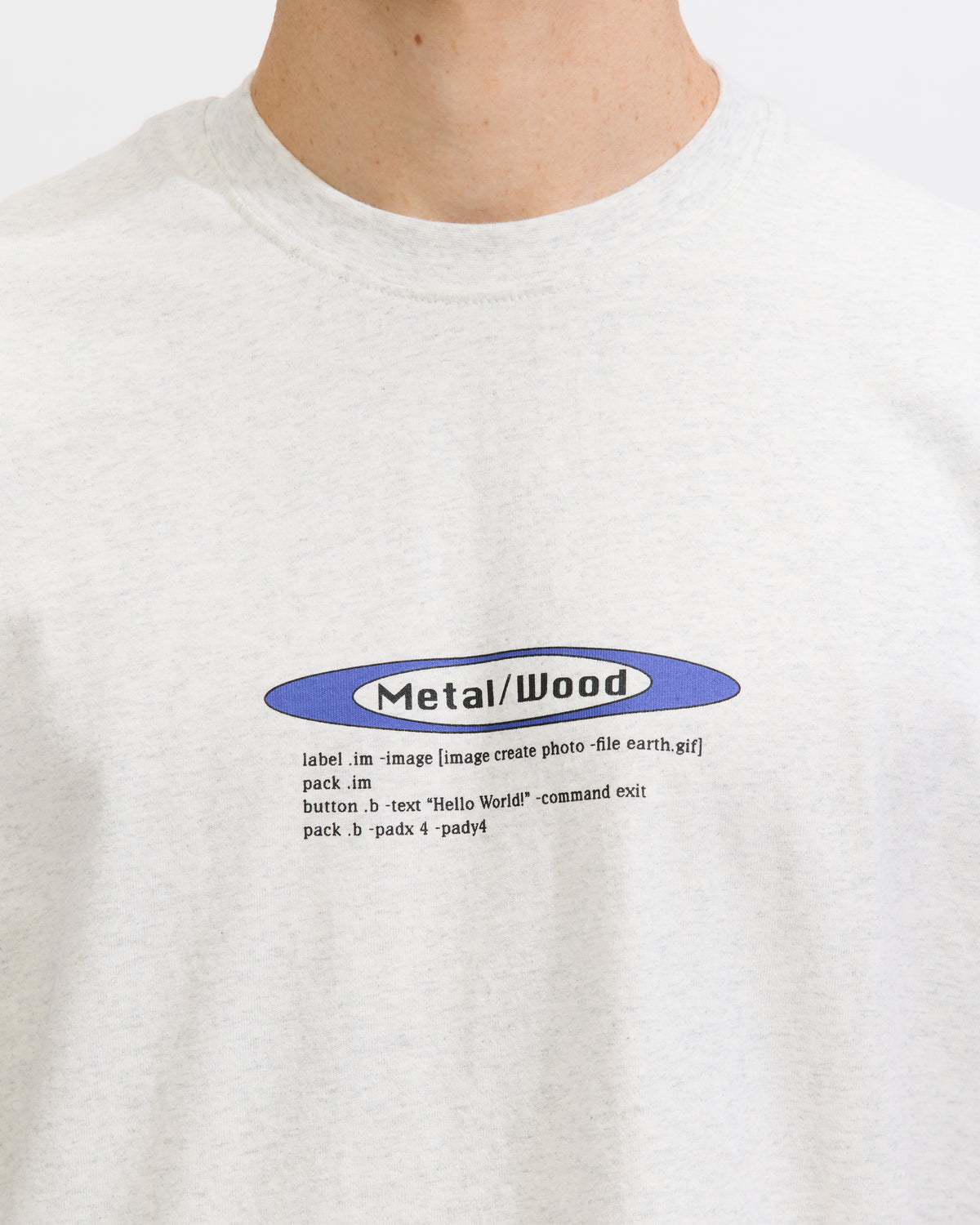 Metalwood Studio Hello World T-Shirt in Heather Grey Homme Essentials 