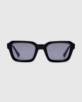 Hudson Unisex Acetate Rectangular Sunglasses in Black
