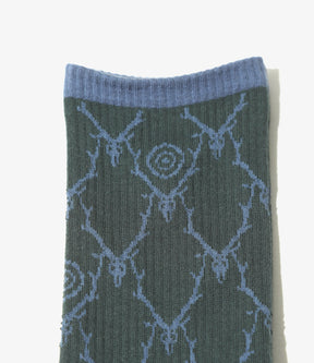 Skull & Target Cotton Jacquard Socks in Green