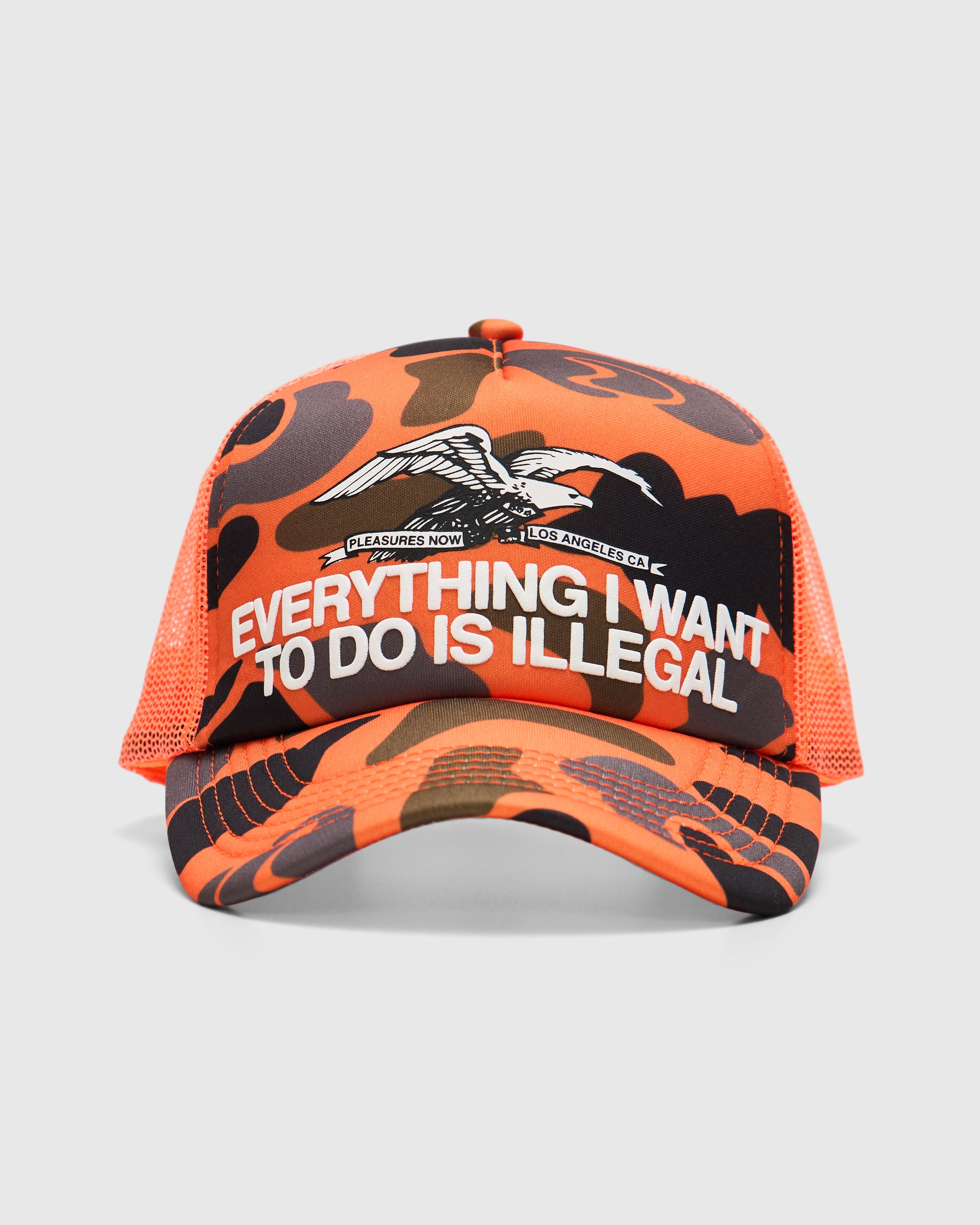 Pleasures Illegal Trucker Hat in Camo Homme Essentials 