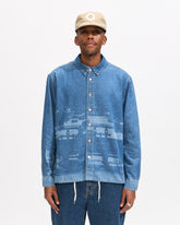 Pop Trading Company Printed Denim Shirt in Rinsed Denim Homme Essentials 