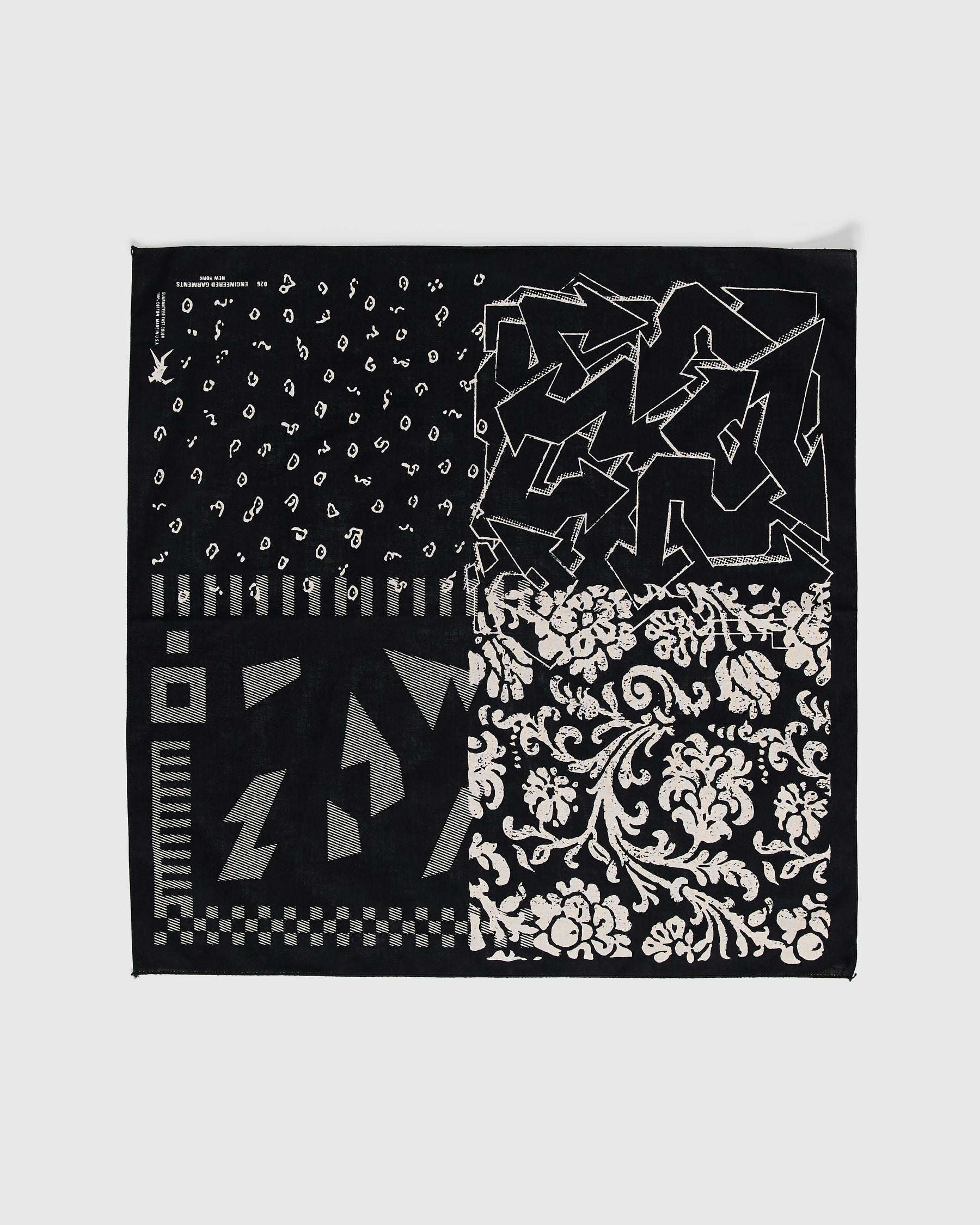 Printed Bandana in Black Graphic Patchwork