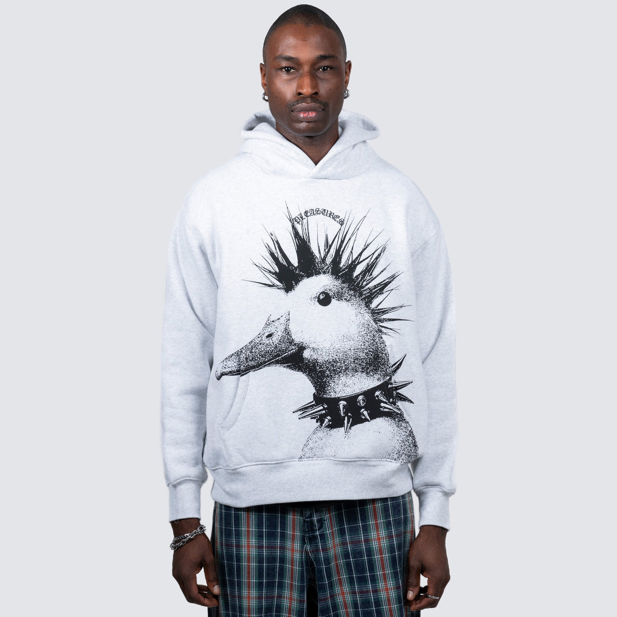 Punk Duck Hoodie in Grey