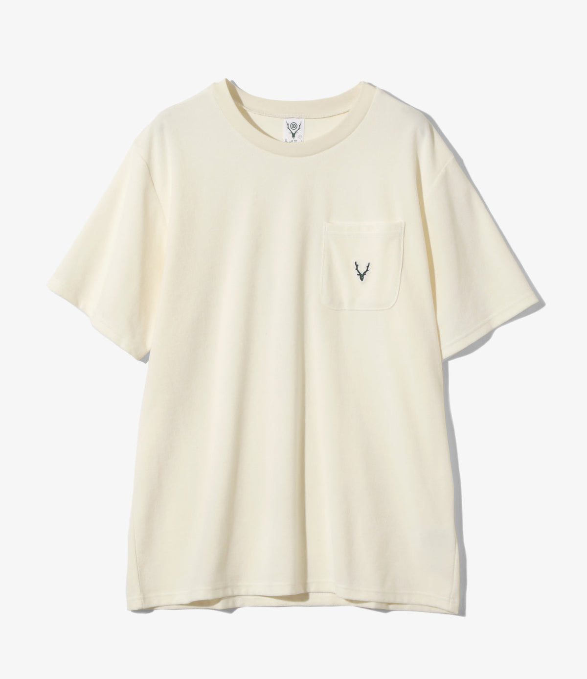 S/S ROUND POCKET TEE - C/PE PILE in White