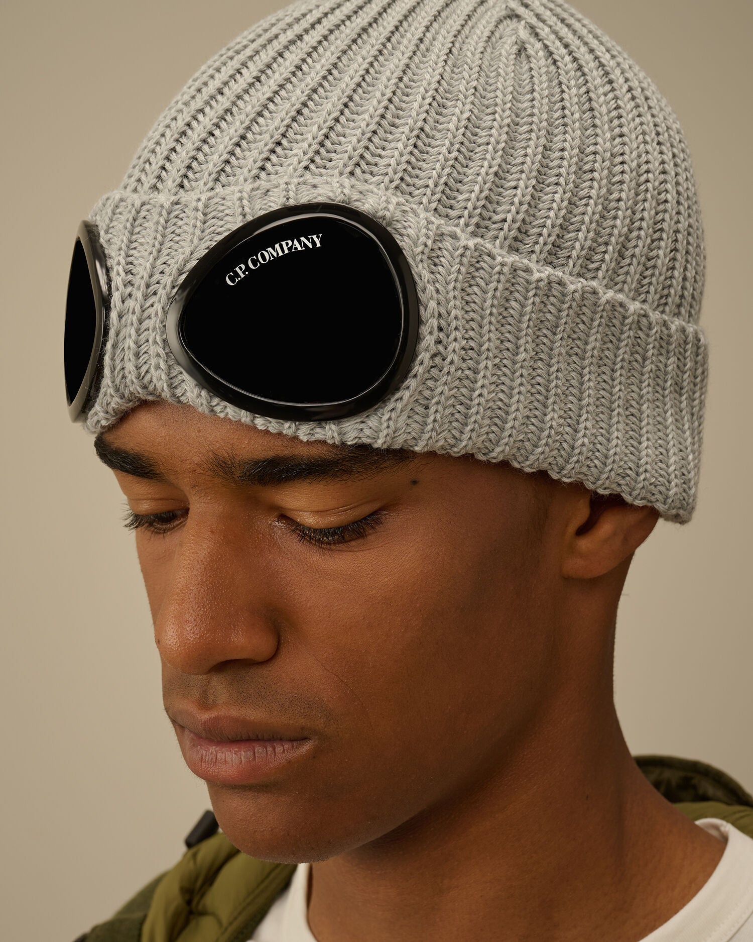 Extra Fine Merino Wool Goggle Beanie in Moon Melange