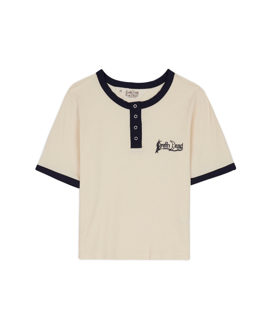 Ribbed Henley in Natural