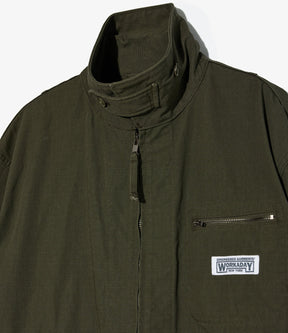 Short Jacket in Olive Heavyweight Cotton Ripstop