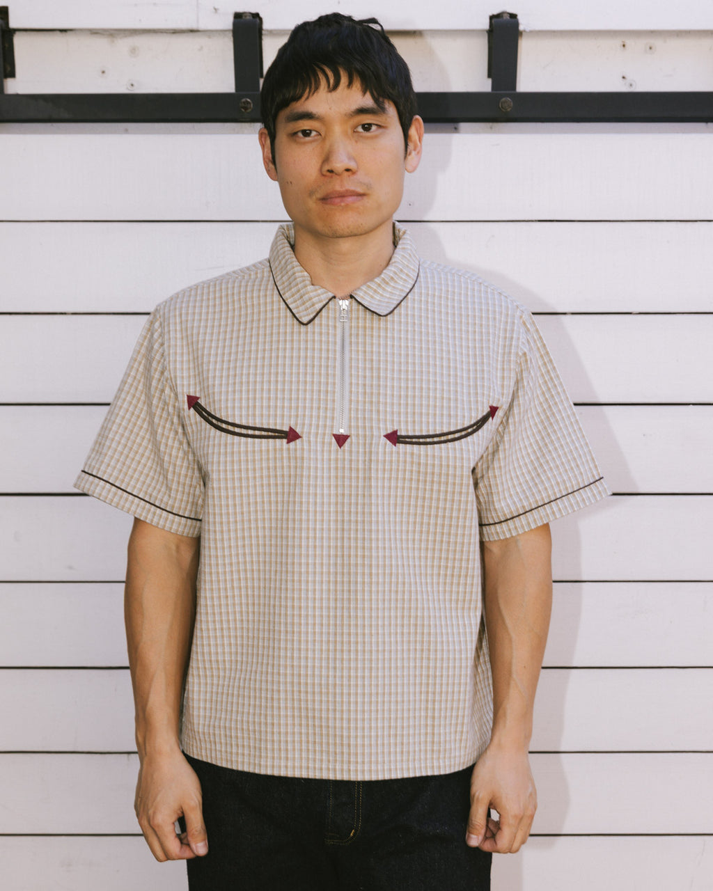 Check Western Shirt in Taupe