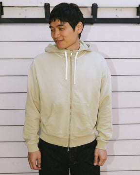 Padded Elbow Zip Up Hoodie in Sand