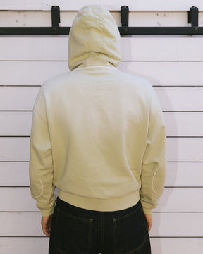 Padded Elbow Zip Up Hoodie in Sand