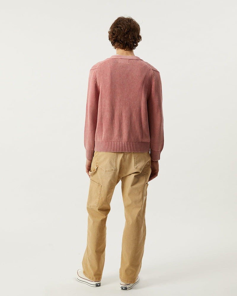 Acid Wash Cardigan in Red