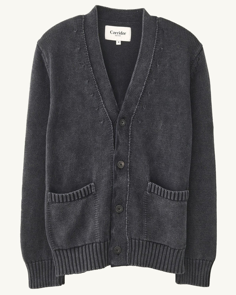 Acid Wash Cardigan in Black