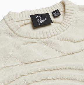 Landscaped Knitted Pullover in Off White