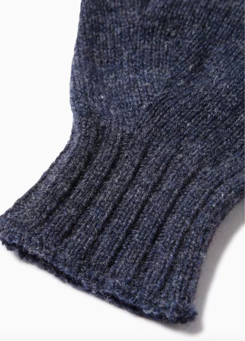 Wool Knit Gloves in Navy