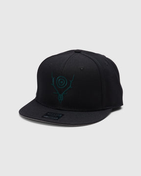 South2 West8 S&T Embroidered Baseball Cap in Black Homme Essentials 