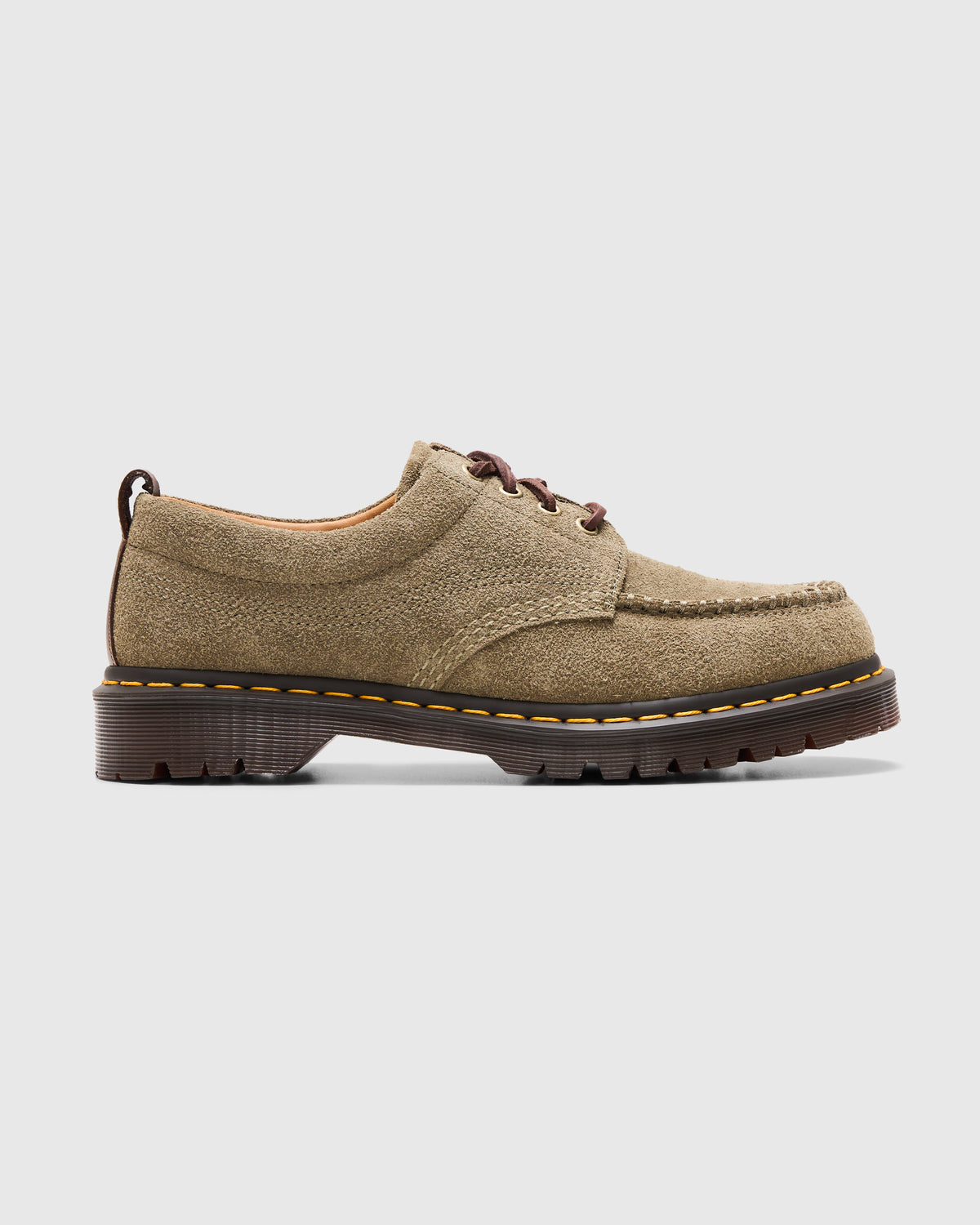 Lowell Suede Moc Toe Shoes in Olive/Dark Brown