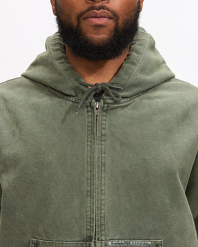 Thisisneverthat Overdyed Hooded Jacket in Olive Homme Essentials 
