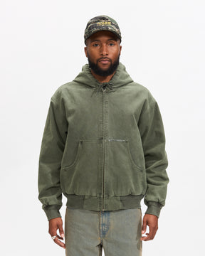 Thisisneverthat Overdyed Hooded Jacket in Olive Homme Essentials 