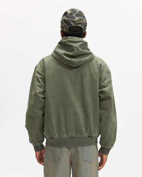 Thisisneverthat Overdyed Hooded Jacket in Olive Homme Essentials 