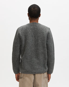 Universal Works Cardigan in Grey Marl Wool Fleece Homme Essentials 