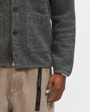 Universal Works Cardigan in Grey Marl Wool Fleece Homme Essentials 