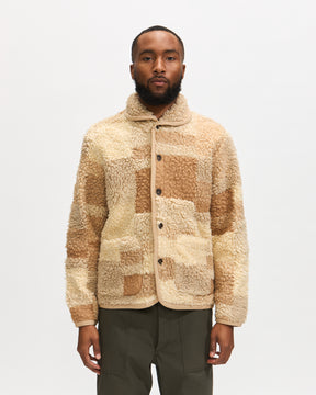 Universal Works Lancaster Jacket in Sand Patchwork Fleece Homme Essentials 