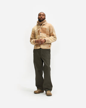 Universal Works Lancaster Jacket in Sand Patchwork Fleece Homme Essentials 