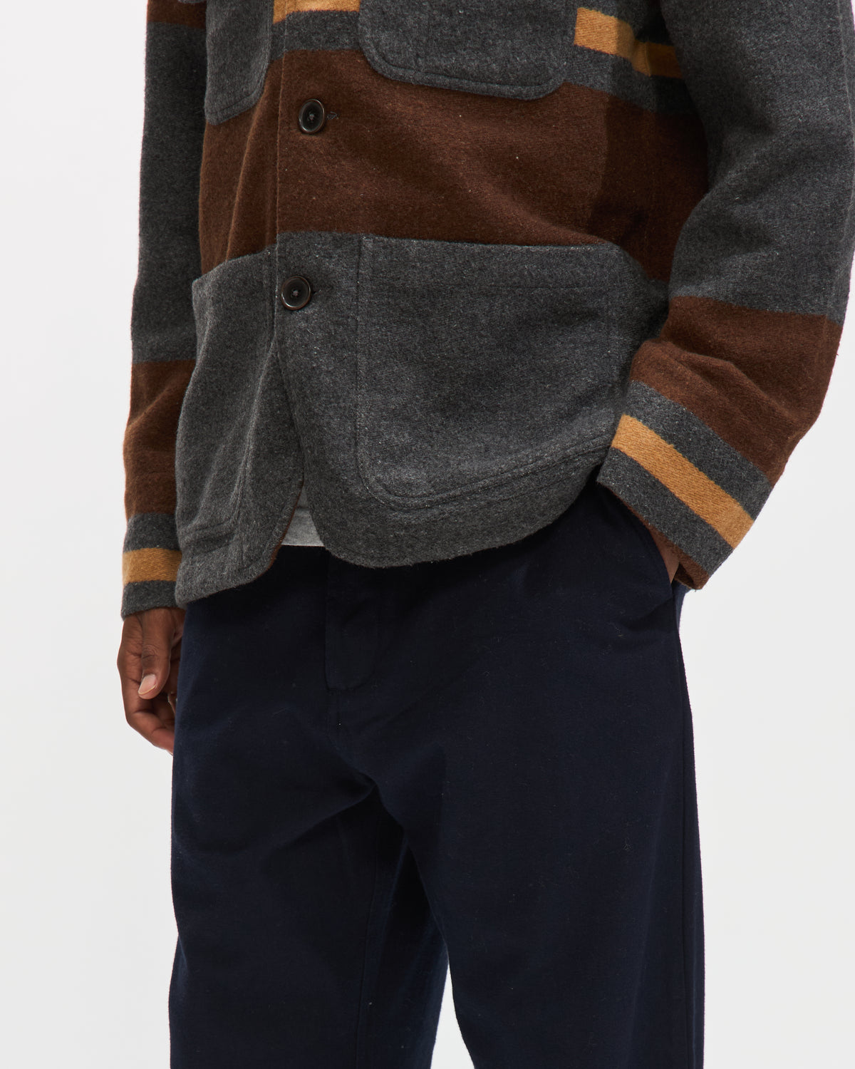Universal Works Military Chino in Navy Brushed Moleskin Homme Essentials 