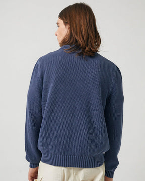 Acid Wash Pocket Crewneck in Navy
