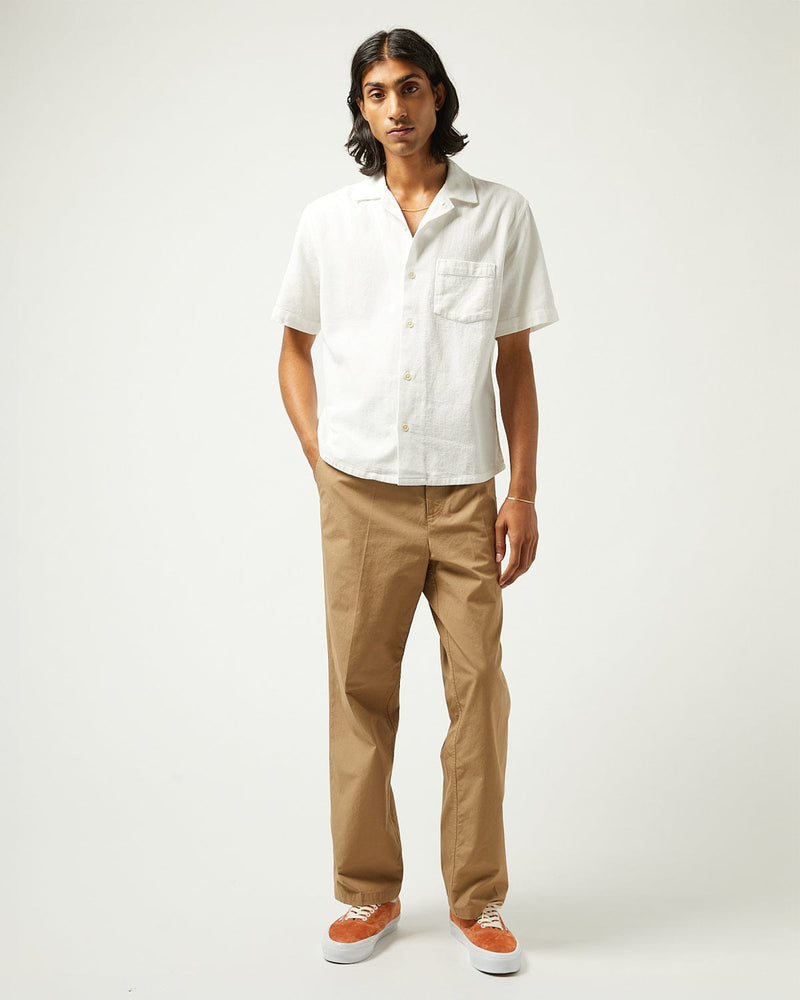 Corridor Hopsack Short Sleeve Shirt in White
