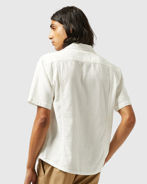 Corridor Hopsack Short Sleeve Shirt in White