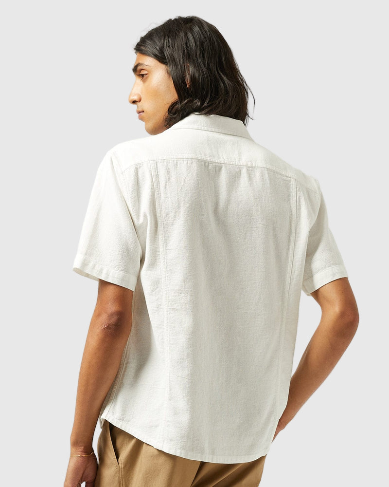 Corridor Hopsack Short Sleeve Shirt in White
