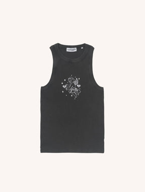 Naughty Nymphs Tank Top in Off Black