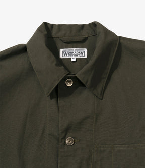 Utility Jacket in Olive Heavyweight Cotton Ripstop