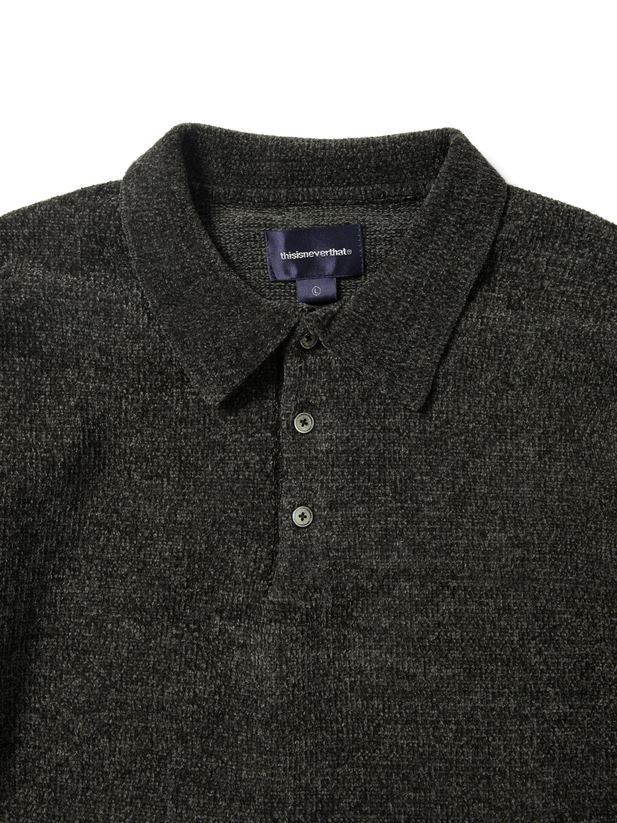 Velvet Knit Polo in Black