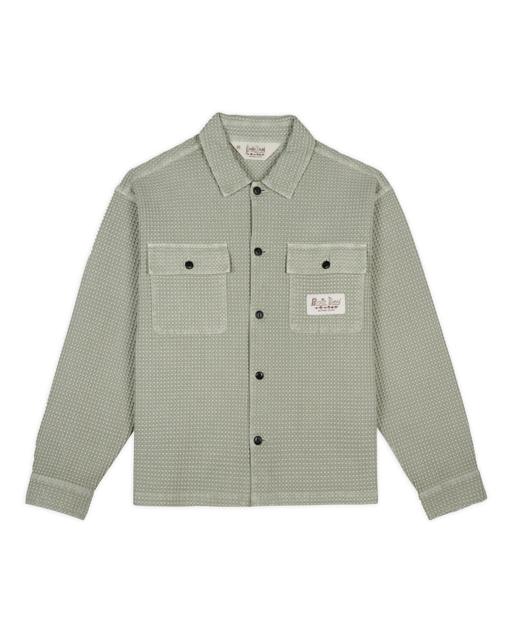 Waffle Button Front Shirt in Stone