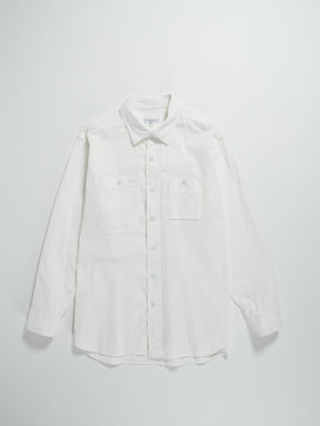 Work Shirt in White Tone & Tone Seersucker