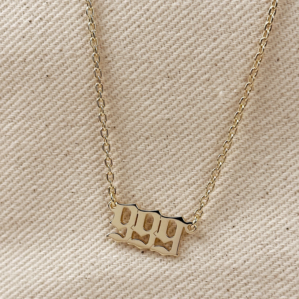 18k Gold Filled 999 Angel Number Necklace