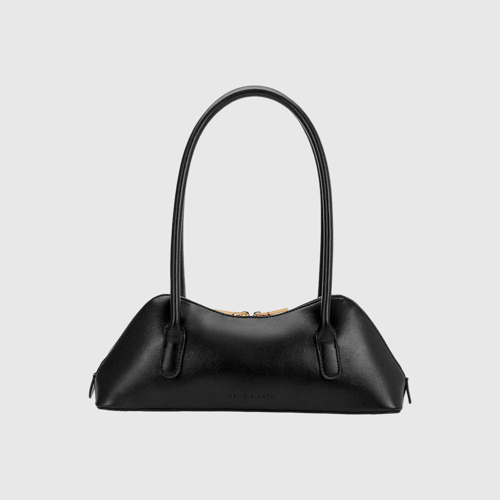 Dakota Recycled Vegan Leather Shoulder Bag in Black