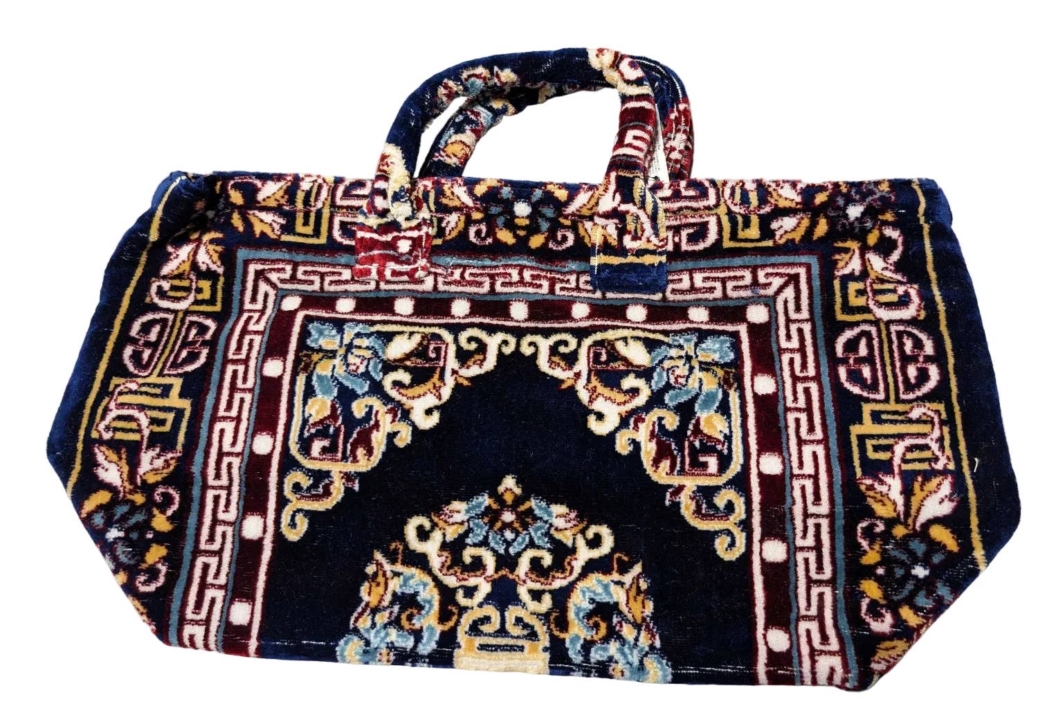 Polyester Cotton Rug Fabric Bag in Navy Blue