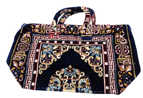 Polyester Cotton Rug Fabric Bag in Navy Blue
