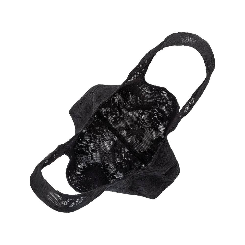 Lace Market Black Vegan Cotton Bag