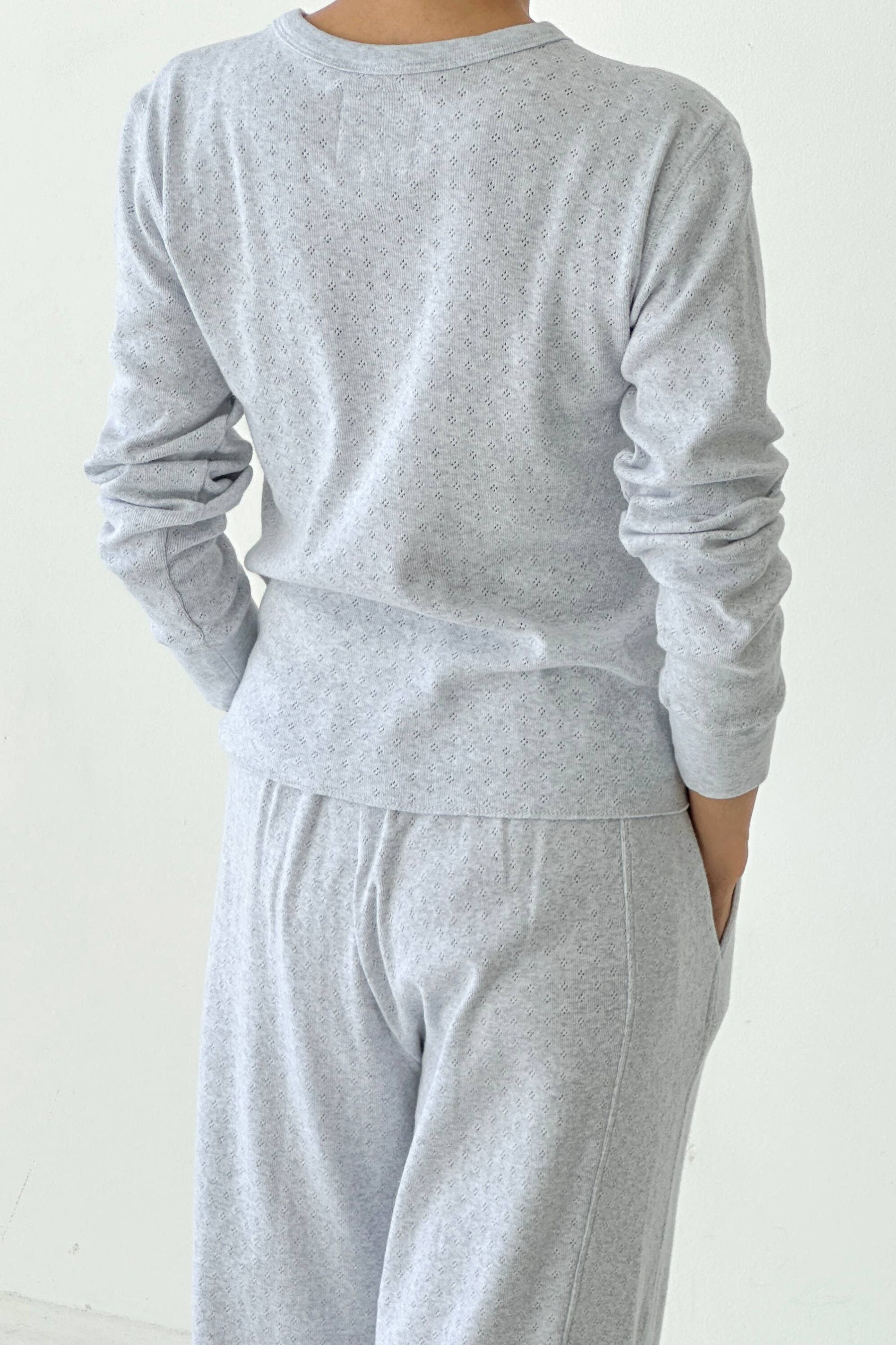 Pointelle Fundamental Tee in Icy Grey