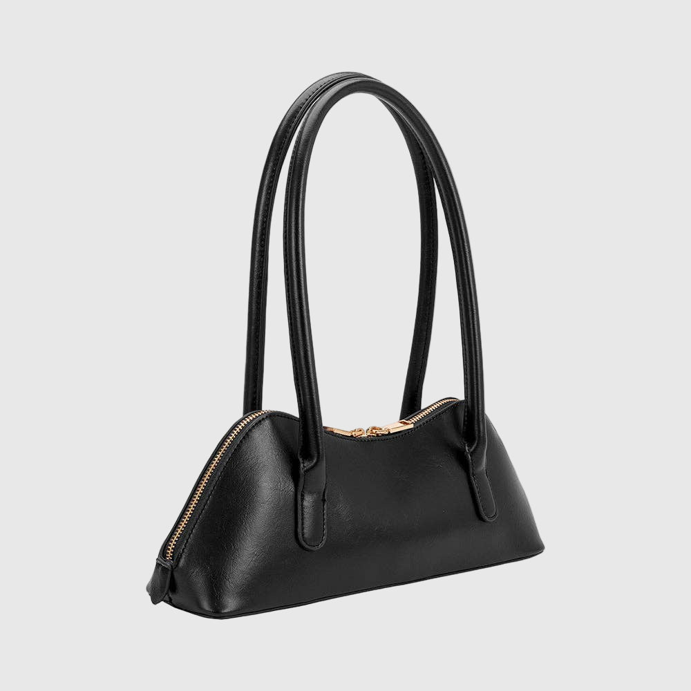Dakota Recycled Vegan Leather Shoulder Bag in Black