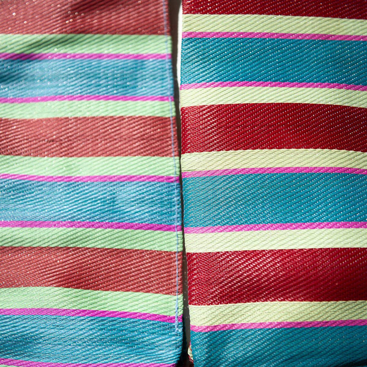 Recycled Plastic Stripe Square Bag in Green/Pink
